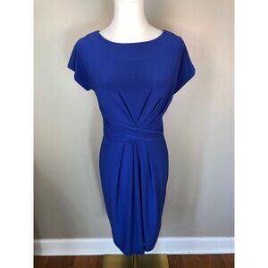 Adrianna Papell Elegant Royal Blue Cap Sleeve Dress Pleated Waist Detail Size 4